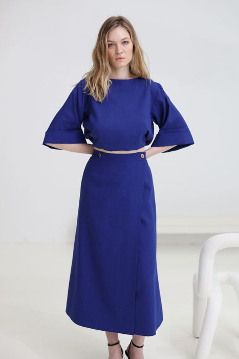 Юбка на запах, лен royal blue