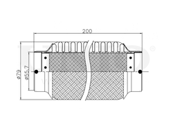 Гофра глушителя 55x200 мм InnerBraid UNIO EXP-55200