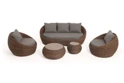 "Барселона" лаунж-зона из искусственного ротанга, цвет коричневый