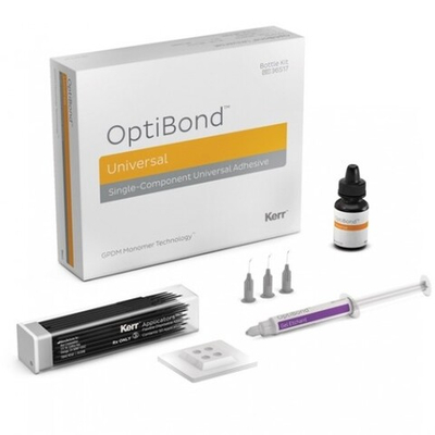 OptiBond Universal Bottle Kit-Набор (Бут.5 мл, палетки для смешивания 25 шт; протравлив. гель Gel Etchant (3 г) с насадки для шприца 10 шт; аппликaторы 100 шт.)