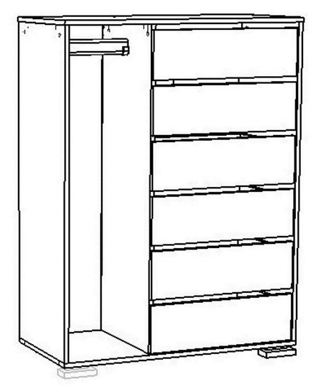 Комод НАПОЛИ-2 /1000*1200*503/ правый пикард / белый глянец