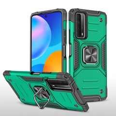 Противоударный чехол Strong Armour Case с кольцом для Huawei Y7a / P Smart 2021 (Зеленый)