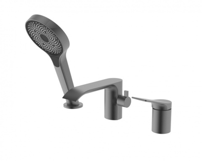 343532-G Смеситель на борт ванны водопад (ГРАФИТ) (3 отв.) ViEiR (8/1шт)