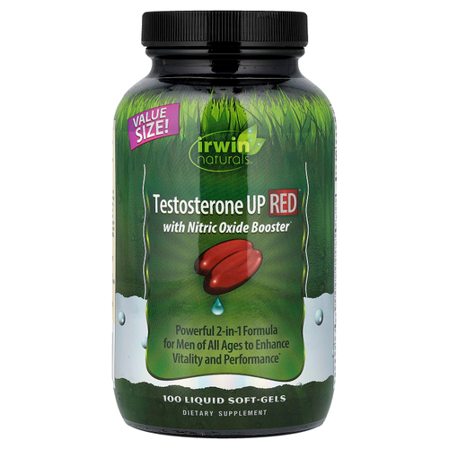 Irwin Naturals, Testosterone UP Red® с уровнем оксида азота, 100 желатиновых капсул