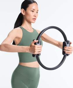 Oysho Майка Comfortlux с чашками и полосками на спине, темно-зеленый