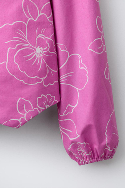 ZARA РУБАШКА С ЦВЕТОЧНЫМ ПРИНТОМ, РОЗОВЫЙ/БЕЛЫЙ