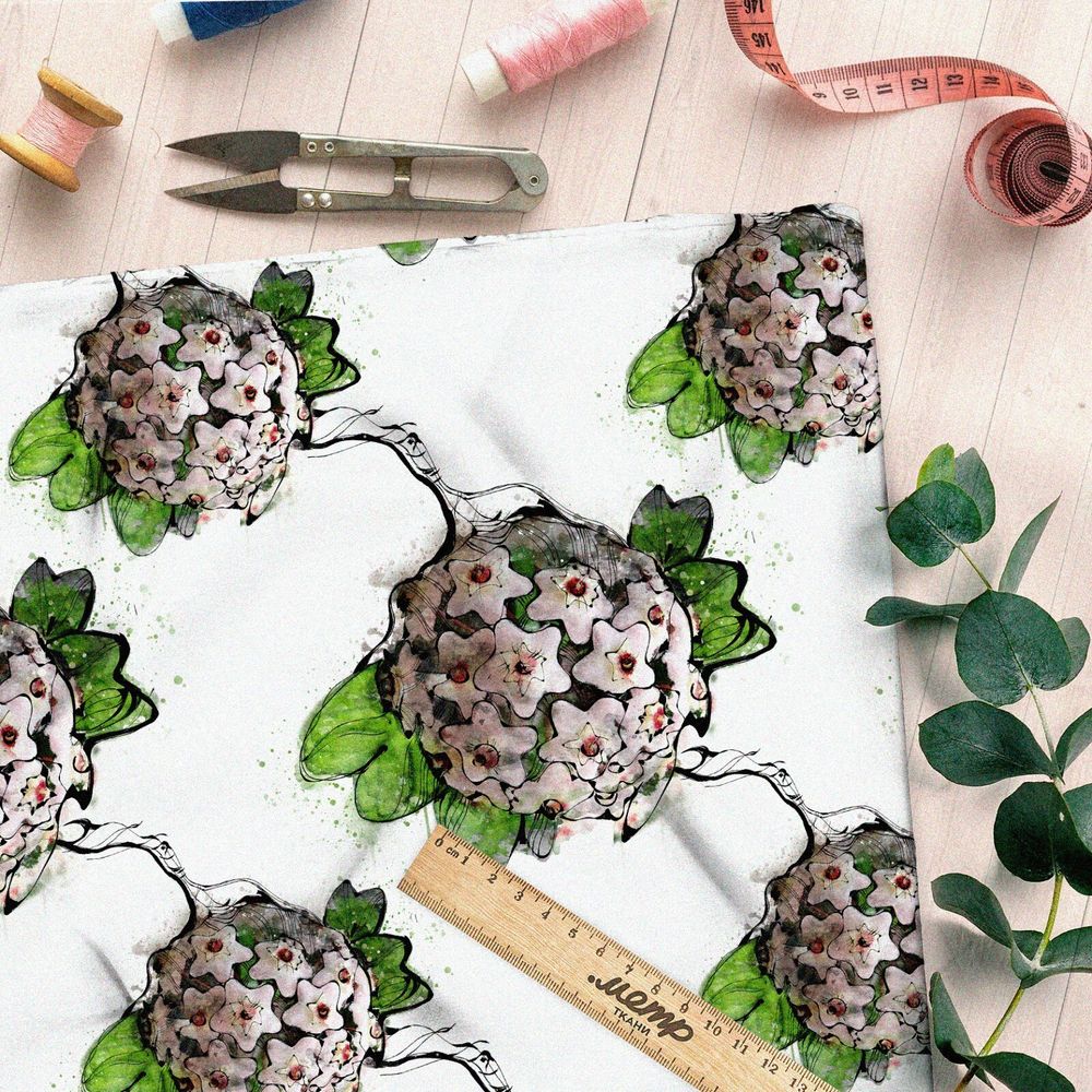 Ткань флис крупыне белые бутоны