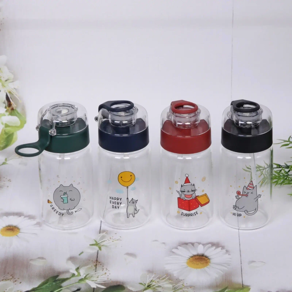 Бутылка питьевая стеклянная 300мл «Веселые Котики»