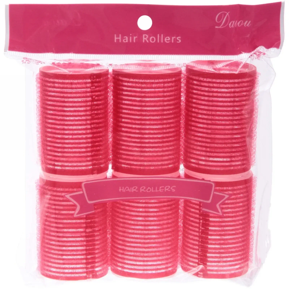 Бигуди липучки, 6шт., однотонные, цвет микс, d-4см