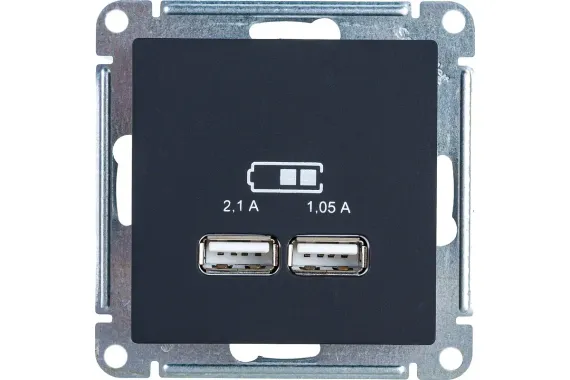 Розетка USB Systeme Electric ATLASDESIGN двойная 2100мА карбон 36379