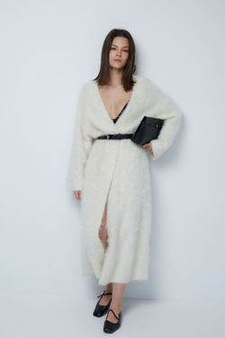 Кардиган из альпака молочный