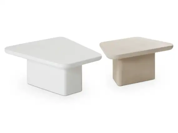Набор журнальных столиков Beto, белый и бежевый микроцемент