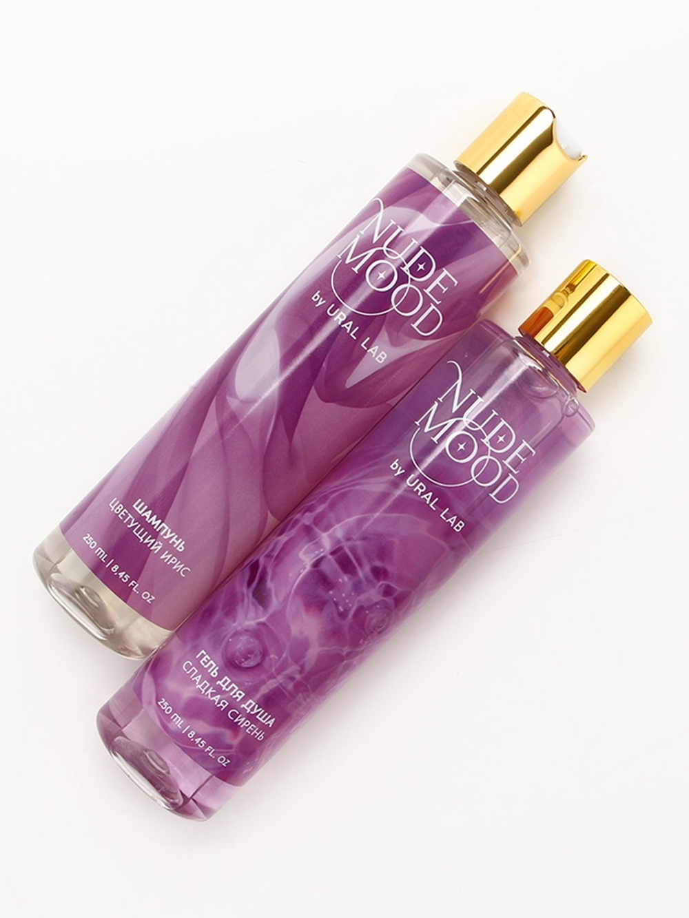 Подарочный набор NUDE MOOD, гель для душа и шампунь для волос, 2×250 мл, аромат ириса и сирени, URAL LAB