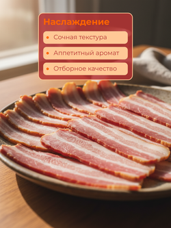 Бекон сырокопченый, нарезка, замороженный "Ремит" 500 гр