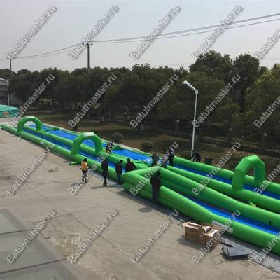 Водная горка без надувного дна, на подкачке ТУРБО "Хит", тройная, 120*6*2 м