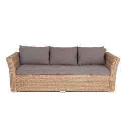 "Капучино" диван из искусственного ротанга (гиацинт) трехместный, цвет соломенный
