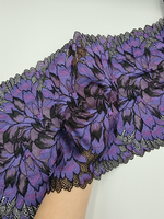 Кружево эластичное синий/черный/фиолетовый К807 23 см