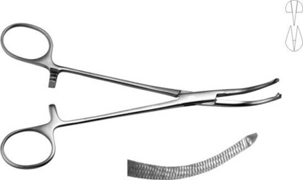 ТМ- З-116 Зажим с кремальерой д/прикрепл. белья к брюшине, 160 мм, детский (НОВОЕ ИСПОЛНЕНИЕ)