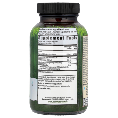 Irwin Naturals, One-Per-Day, Mega B-12™, 60 капсул с жидкостью