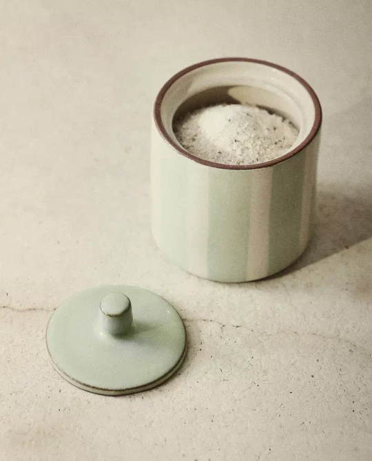 ZARA HOME БАНКА ДЛЯ ВАННОЙ ИЗ КЕРАМИКИ С УЗОРОМ В ПОЛОСКУ, СИНИЙ