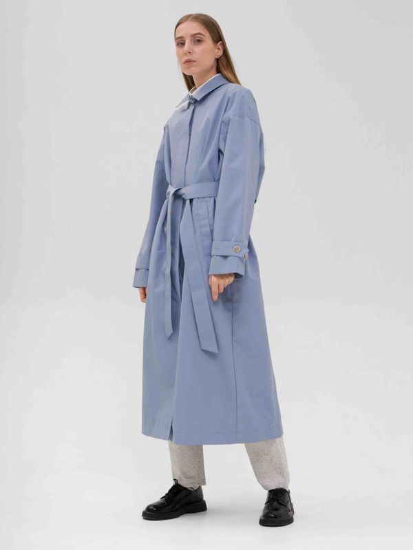 Плащ Длинный Женский Голубой - фото 7