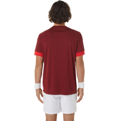 Мужское теннисное поло ASICS Court Shortsleeve Tee T-Shirt Men - Dark Red, Red