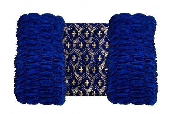 Обивка бархат СИНИЙ принт КРЕСТ
