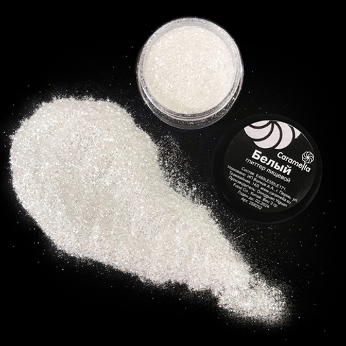 Глиттер съедобный пищевой Белый Caramella, 3 гр