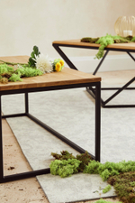 Стол журнальный Детлиф из дуба, 100х100х45 см, с металлическим подстольем, в стиле лофт