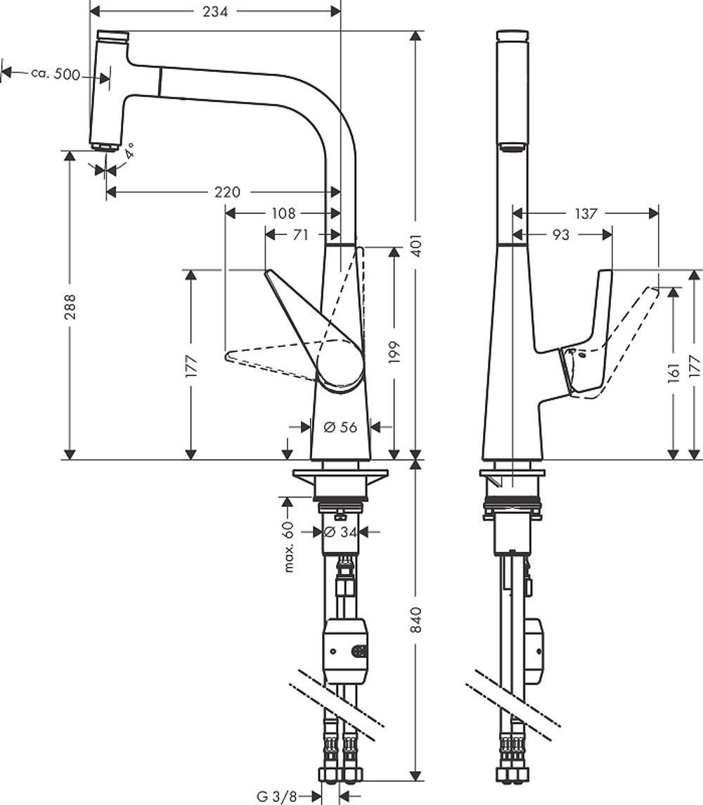 Смеситель для кухни Hansgrohe Talis Select S 72821000 хром