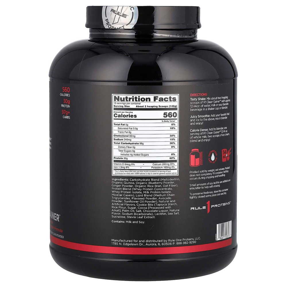Rule One Proteins, Clean Gainer, печенье со сливками, 2,19 кг (4,83 фунта)