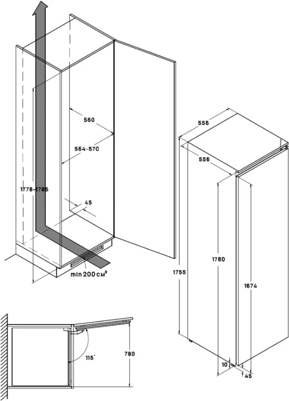 Встраиваемый холодильник Vard VRI177NIW