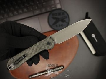 Складной нож Civivi Elementum Button C2103C c клинком из стали Sandvik™ 14C28N, рукоять микарта