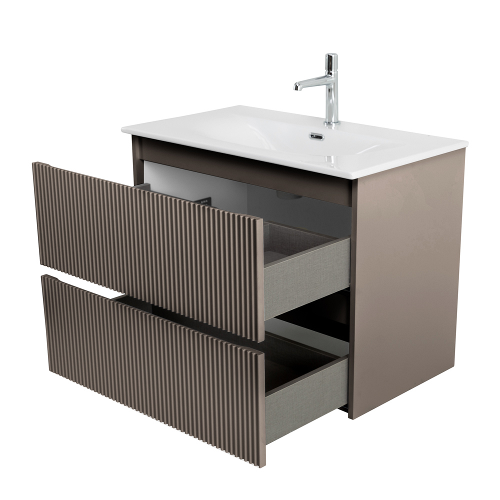 Тумба с раковиной подвесная BelBagno UNO-800-2C-SO-СO Бежевый матовый, раковина белая BB-8099-80