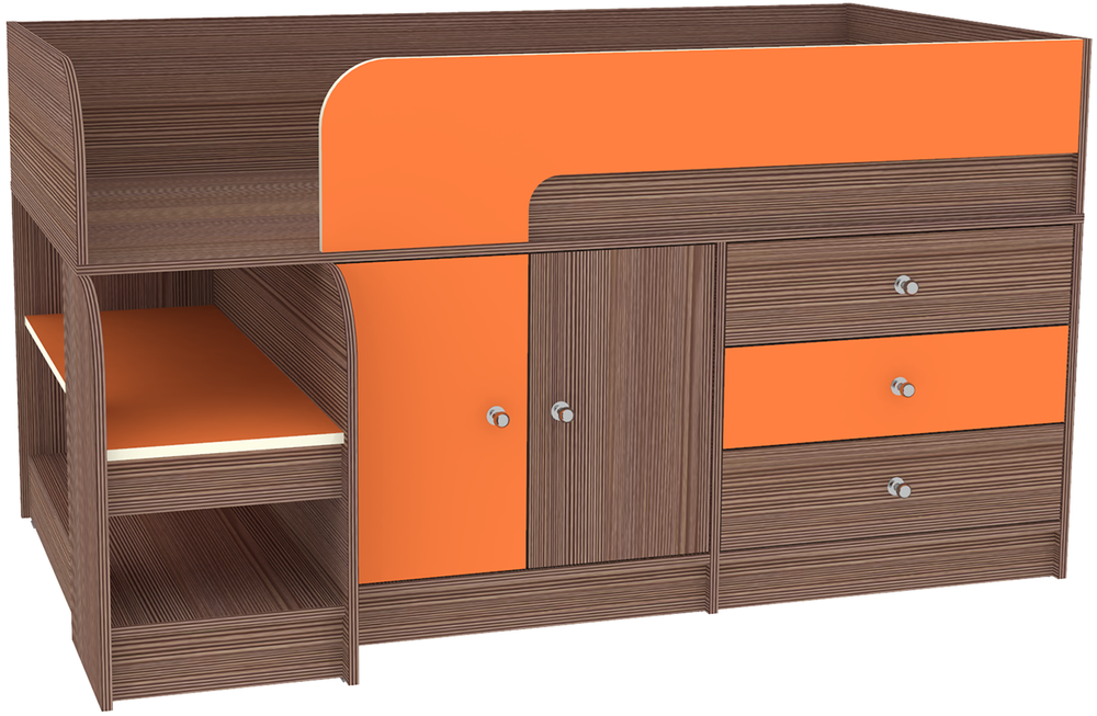 Кровать-чердак КарИВи Астра 9, 1 Бодего Темный Оранжевый