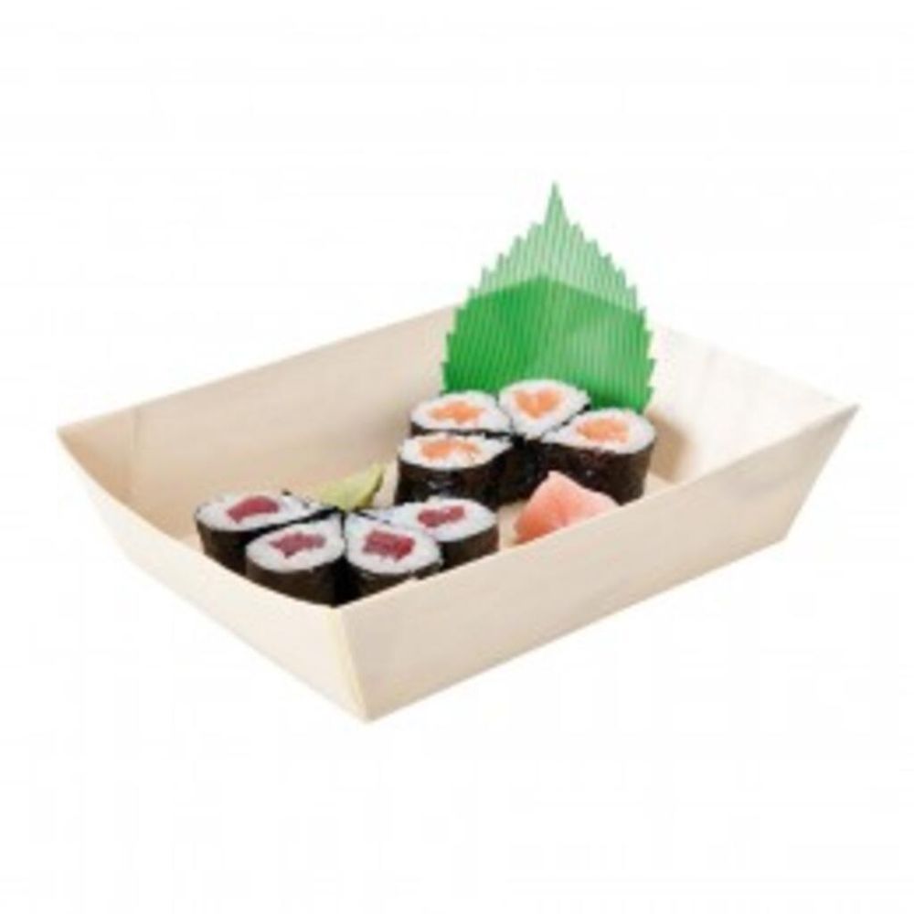 Фуршетная посуда: контейнер 18*13*4(h) см, деревянный шпон, 50 шт