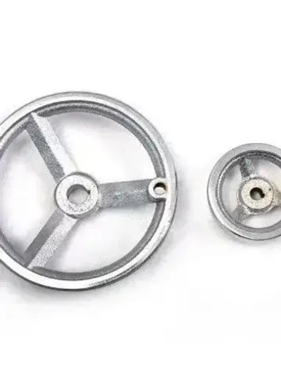 Маховик чугун 125х14х5мм (Dxdxb) с 3-мя спицами, с ручкой М8