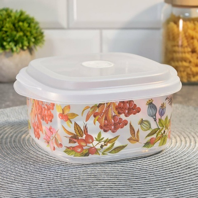 Емкость для СВЧ 1,6л с клапаном с декором (бесцветный)