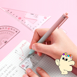 Набор линеек Deli "PupuBaby" (треугольник .2 шт, линейка 15 см,транспортир), прозрачный