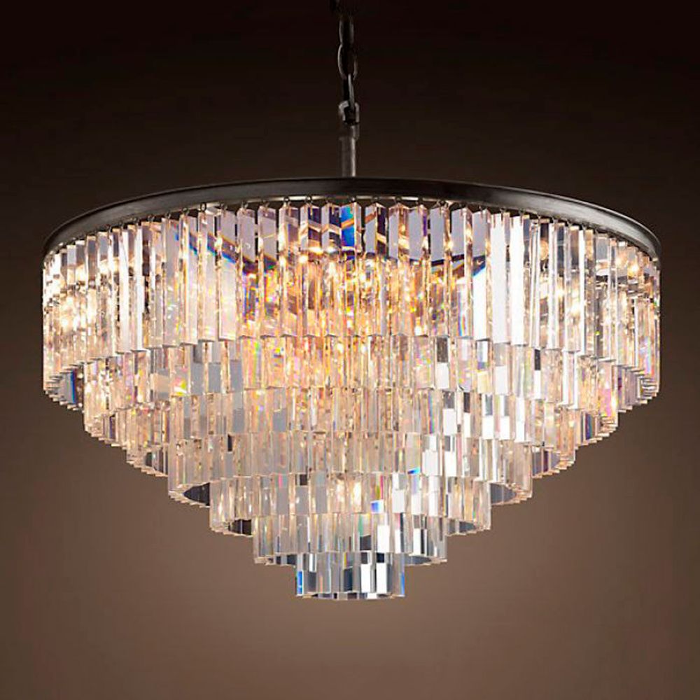 Подвесная Люстра Rh 1920S Odeon Clear Glass Fringe Chandelier D80 By Imperiumloft