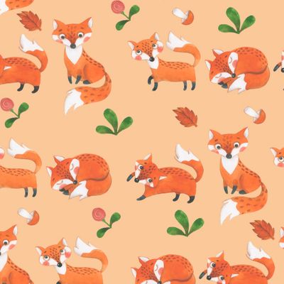 Ряды лисичек (лисы) на бежевом фоне