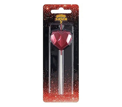 Свеча Сердце Диамант красное 3,5см