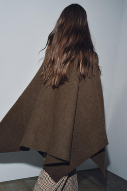 ZARA ТРИКОТАЖНАЯ НАКИДКА, КОРИЧНЕВЫЙ