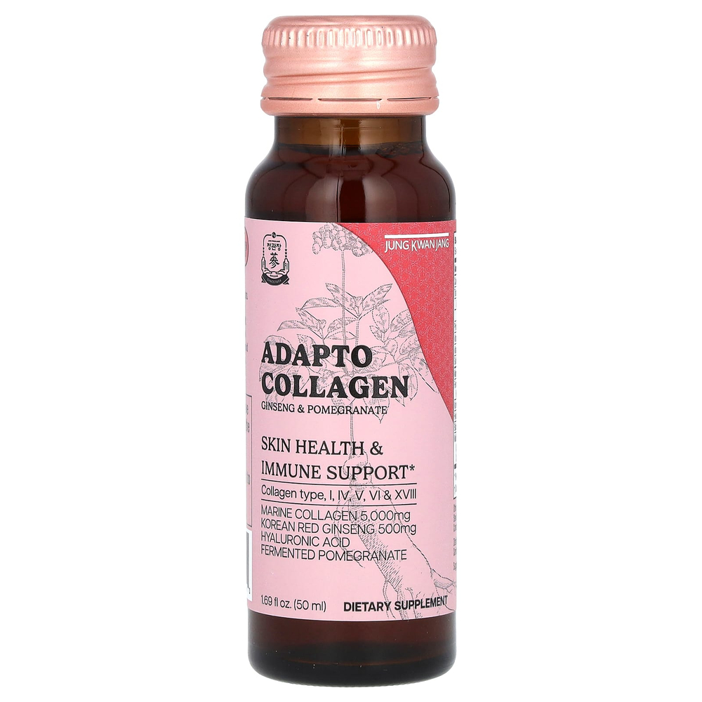 JungKwanJang, Adapto Collagen, со вкусом женьшеня и граната, 10 флаконов по 50 мл (1,69 жидк. унции)