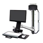Крепление "Рука" Ergotron StyleView Sit-Stand Combo System с подставкой для клавиатуры, мыши и с малым держателем CPU(45-273-216 / 45-273-026), Серебряный