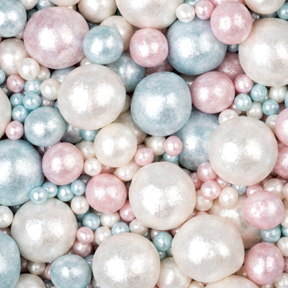 (МЕЛКИЙ ОПТ) Драже рисовое в глазури микс из "Блеск Лазурный/розовый/белоснежный" (814), (1 КГ)