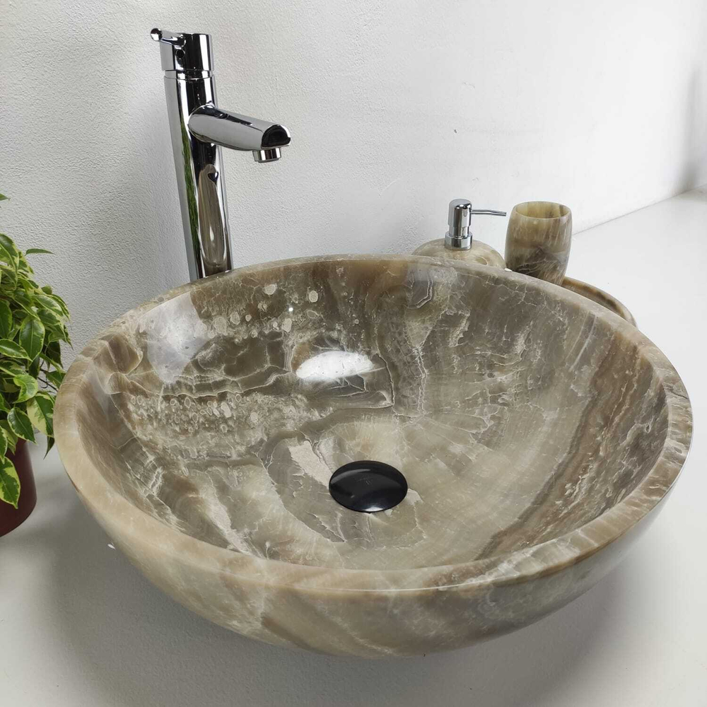 Раковина из оникса Bowl Grey Medium TinLip BO-61043 45*45*17