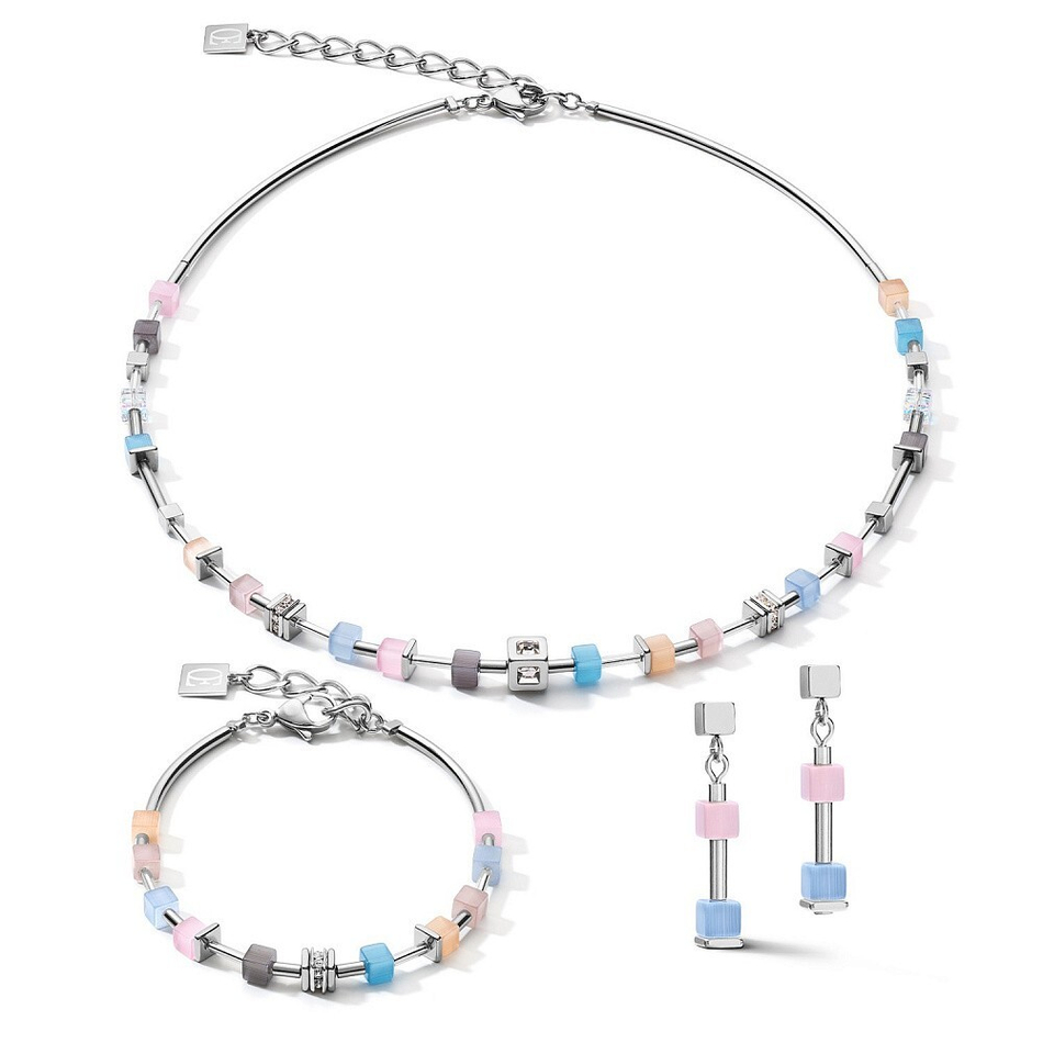 Браслет Coeur de Lion Fine Pastel Blue-Rose 5028/30-0719 цвет розовый, серебряный, голубой, серый, мульти