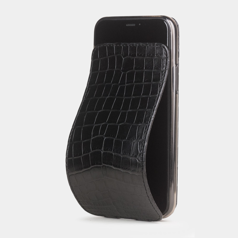 Чехол для iPhone 11 Pro Max из натуральной кожи крокодила, черного цвета