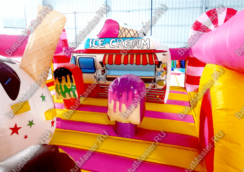 Коммерческий надувной батут "Мороженое розовое" 6*4*2,8 м
